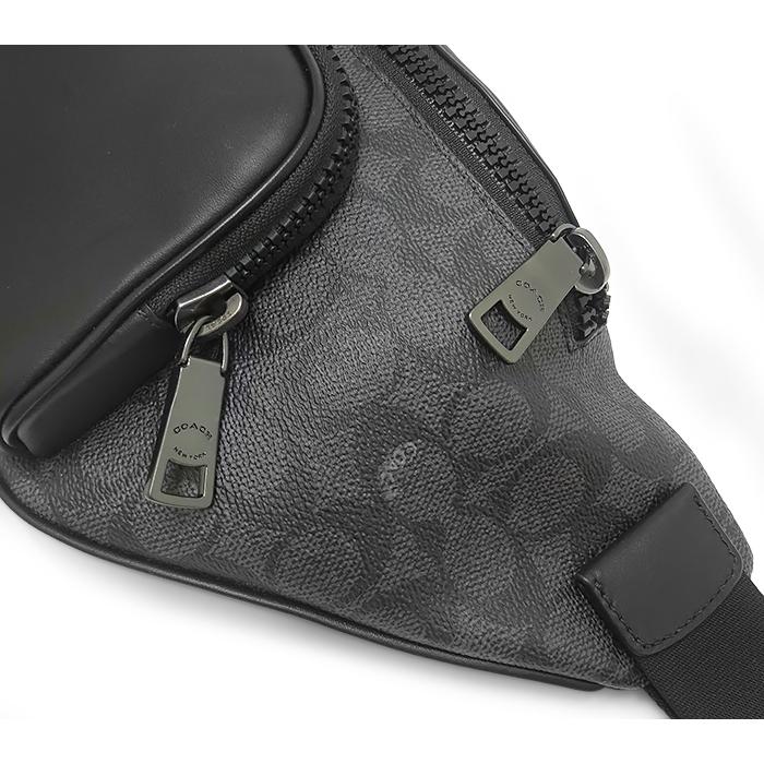【送料無料 美品】 コーチ COACH ボディバッグ ウエストバッグ ショルダーバッグ 鞄 バックル式 シグネチャー ブラック グレー シリアル有 | COACH | 05