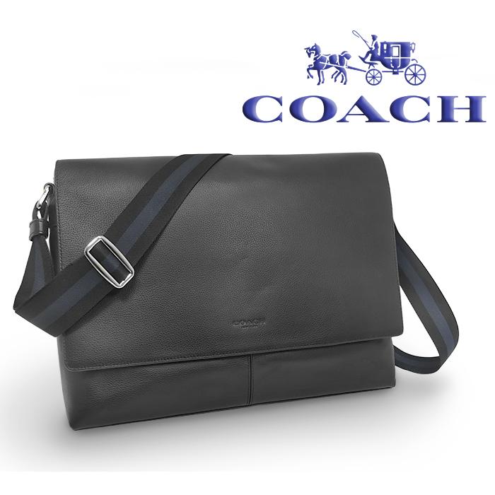 COACH コーチ メッセンジャーバッグ 斜めがけ オールレザー ブラック 本革 COACH（コーチ） 【送料無料 美品】 斜めがけショルダーバッグ