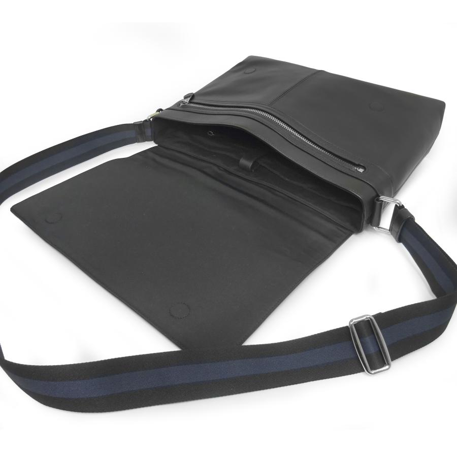 【美品】コーチ ショルダーバッグ メッセンジャー レザー ロゴ ブラック 黒色 COACH（コーチ） 【送料無料 美品】 斜めがけショルダーバッグ