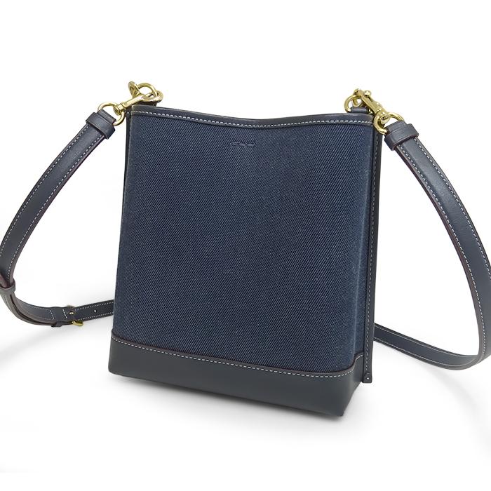 【送料無料 美品】 コーチ COACH 2WAY 斜めがけショルダーバッグ ハンドバッグ 鞄 デニム キャンバス レザー ネイビー ブルー シリアル有 | COACH | 01