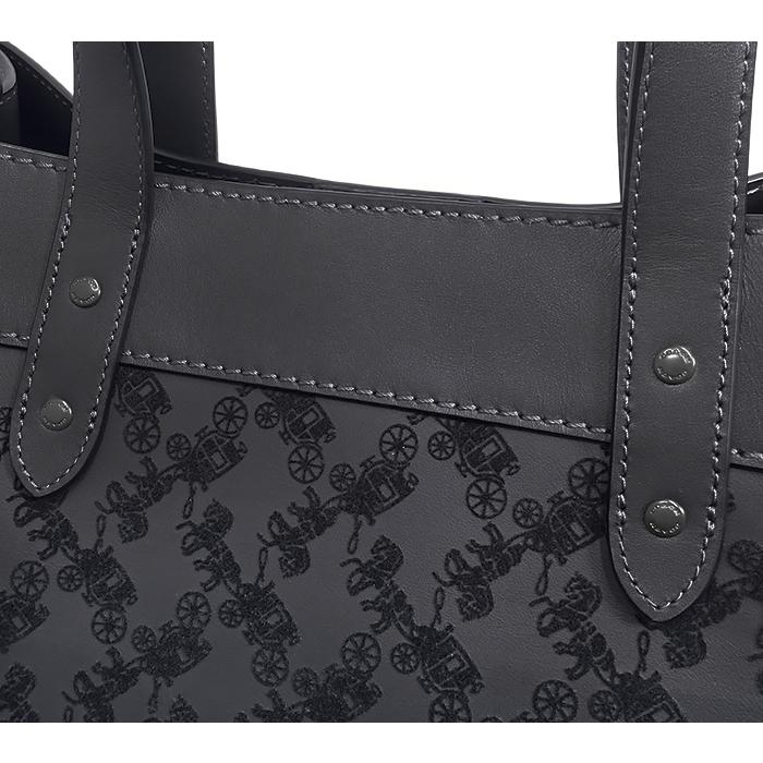 【美品 ほぼ未使用】 コーチ COACH 2WAY トートバッグ ショルダーバッグ 鞄 馬車柄 レザー ネイビー ブラウン 大容量 シリアル有 | COACH | 02