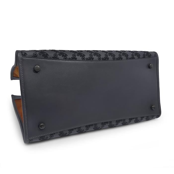 【美品 ほぼ未使用】 コーチ COACH 2WAY トートバッグ ショルダーバッグ 鞄 馬車柄 レザー ネイビー ブラウン 大容量 シリアル有 | COACH | 03