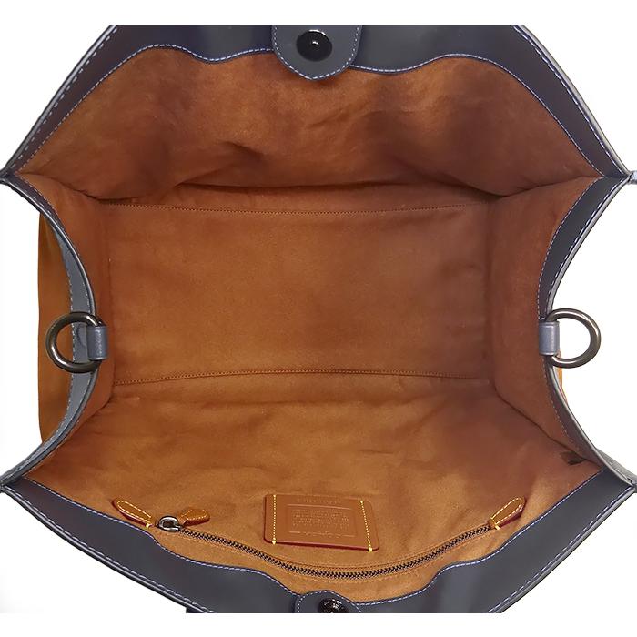 【美品 ほぼ未使用】 コーチ COACH 2WAY トートバッグ ショルダーバッグ 鞄 馬車柄 レザー ネイビー ブラウン 大容量 シリアル有 | COACH | 07