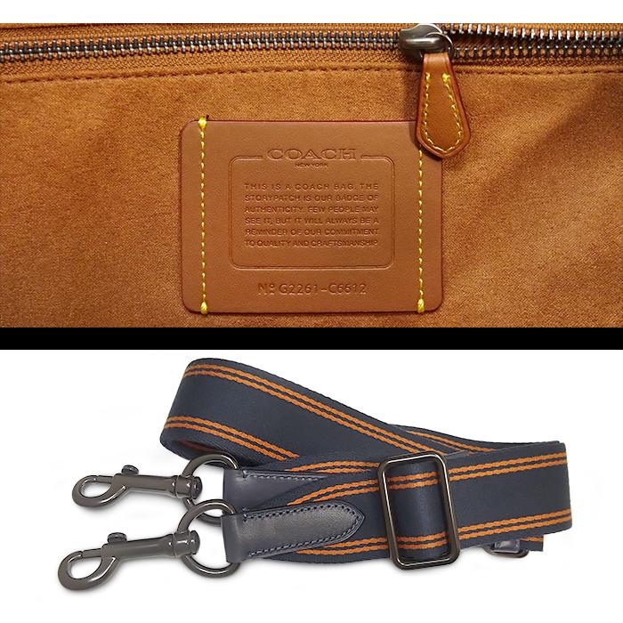 【美品 ほぼ未使用】 コーチ COACH 2WAY トートバッグ ショルダーバッグ 鞄 馬車柄 レザー ネイビー ブラウン 大容量 シリアル有 | COACH | 08