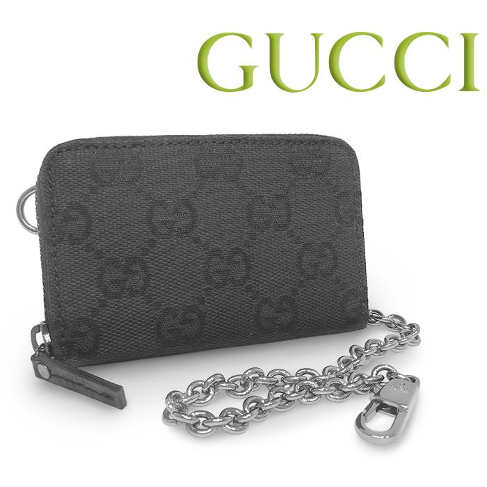 グッチ GGキャンバス 小銭入れ ケース GG柄 レザー ブラック 箱付 GUCCI（グッチ） 【美品 ほぼ未使用】 ファスナーコインケース 小銭