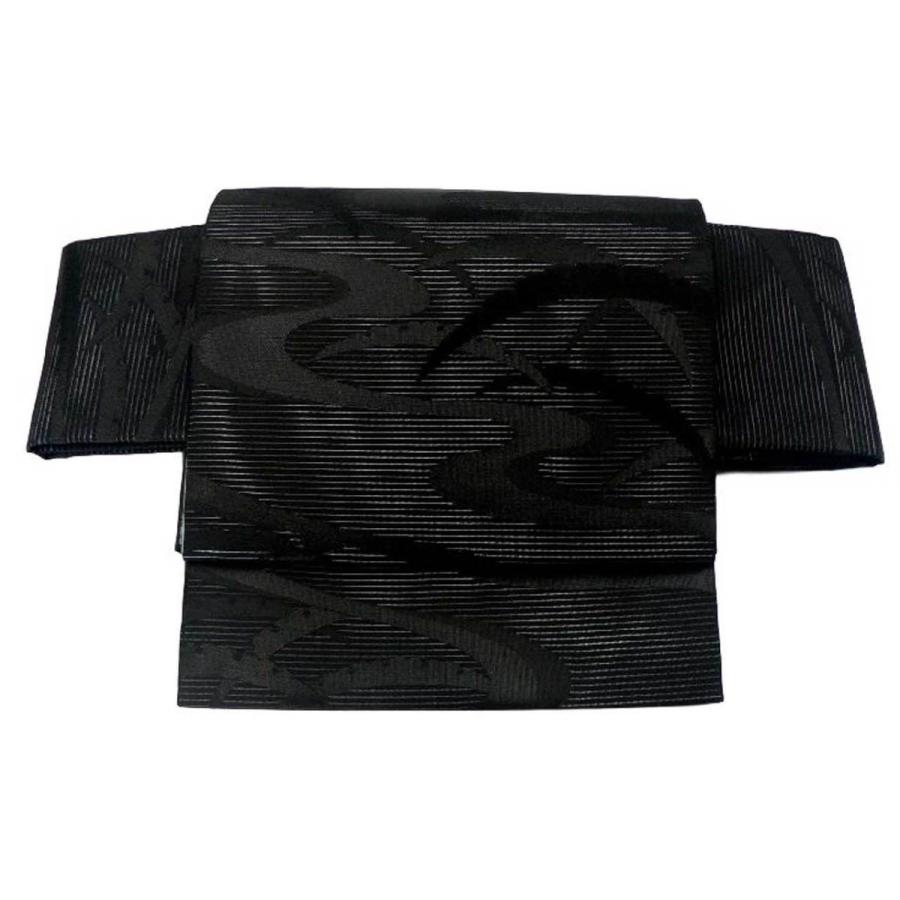 夏用・正絹・喪服用かんたん結び帯・絽 、黒共帯を当店オリジナルで 