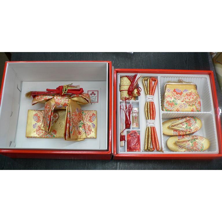 七五三 753 ７歳 はこせこセット　帯つき　小物多数　結び帯　箱せこ 七五三・結び帯・はこせこセット・小寸サイズ・No.753-s13 : きもの