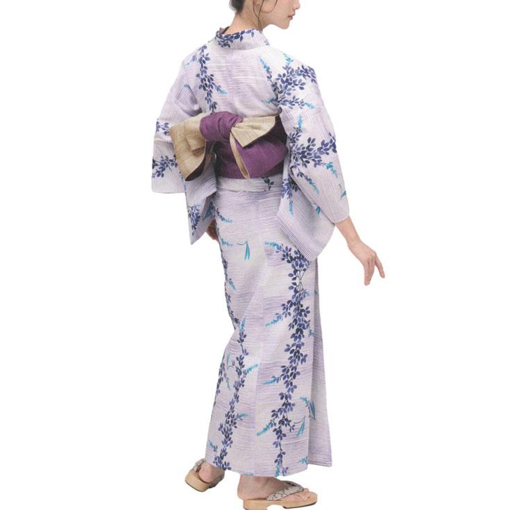本染浴衣 源氏物語ゆかた 反物 未仕立品 No.6001 「綿紅梅」凛とした大人の風雅を漂わせてくれます。オプションで仕立も承ります。