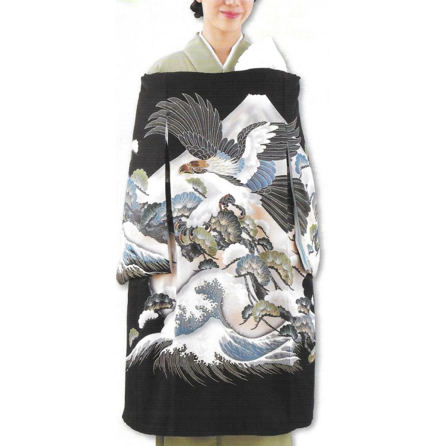 男児初着　正絹・黒地・綸子・刺繍入り　No.76-9-10_1