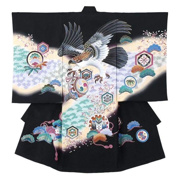 男児初着　正絹・黒地・精華・刺繍入り　No.76-9-27