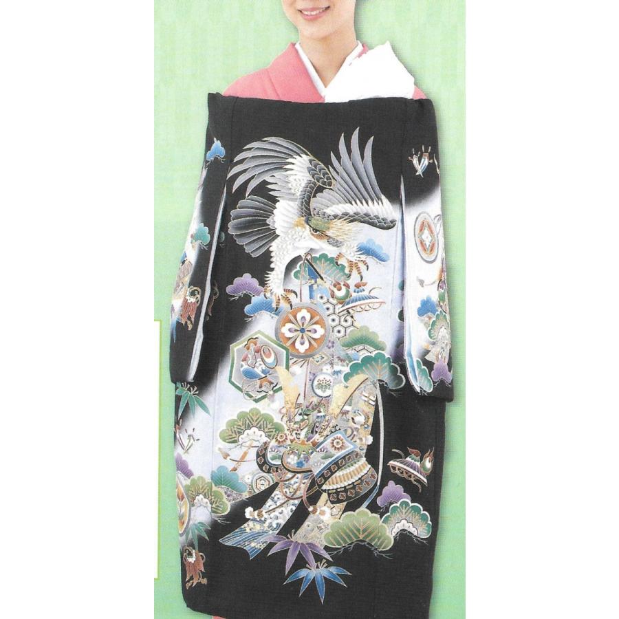 男児初着　正絹・黒地・綸子・刺繍入り　No.76-9-9_1