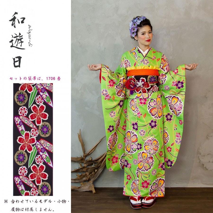 大正浪漫感じる振袖、Wayu-bi、仕立上り振袖単品商品 No, 1801b ・送料