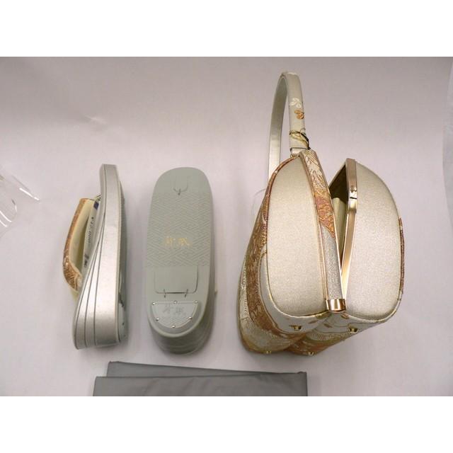 草履バックセット・西陣織 正絹 紗織 パールトーン加工済 No,Z01  