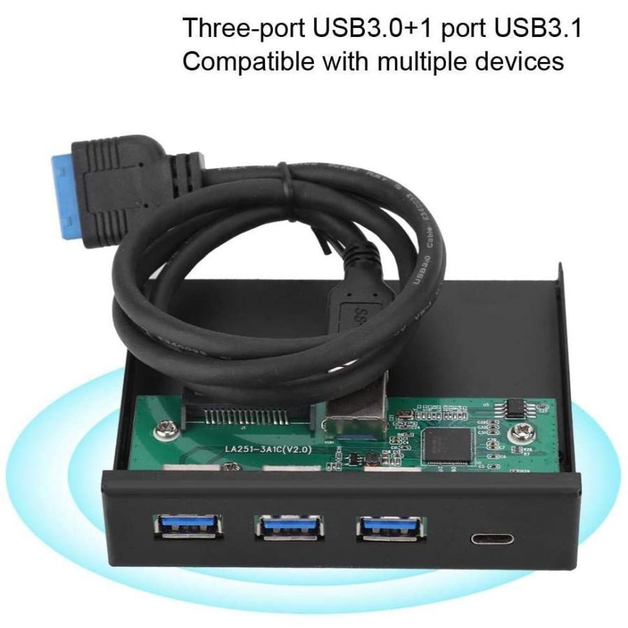 3ポート拡張カードパネル、USB3.0 + 1ポートUSB3.1 Type-Cインターフェース合金拡張カードパネルブラック｜ooonline｜04
