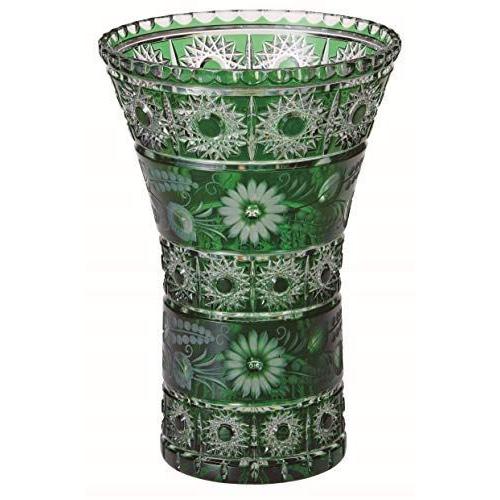 エルベクリスタル(Elbe Crystal) 花瓶「マドライン」（グリーン）26cm 卓上ミラー