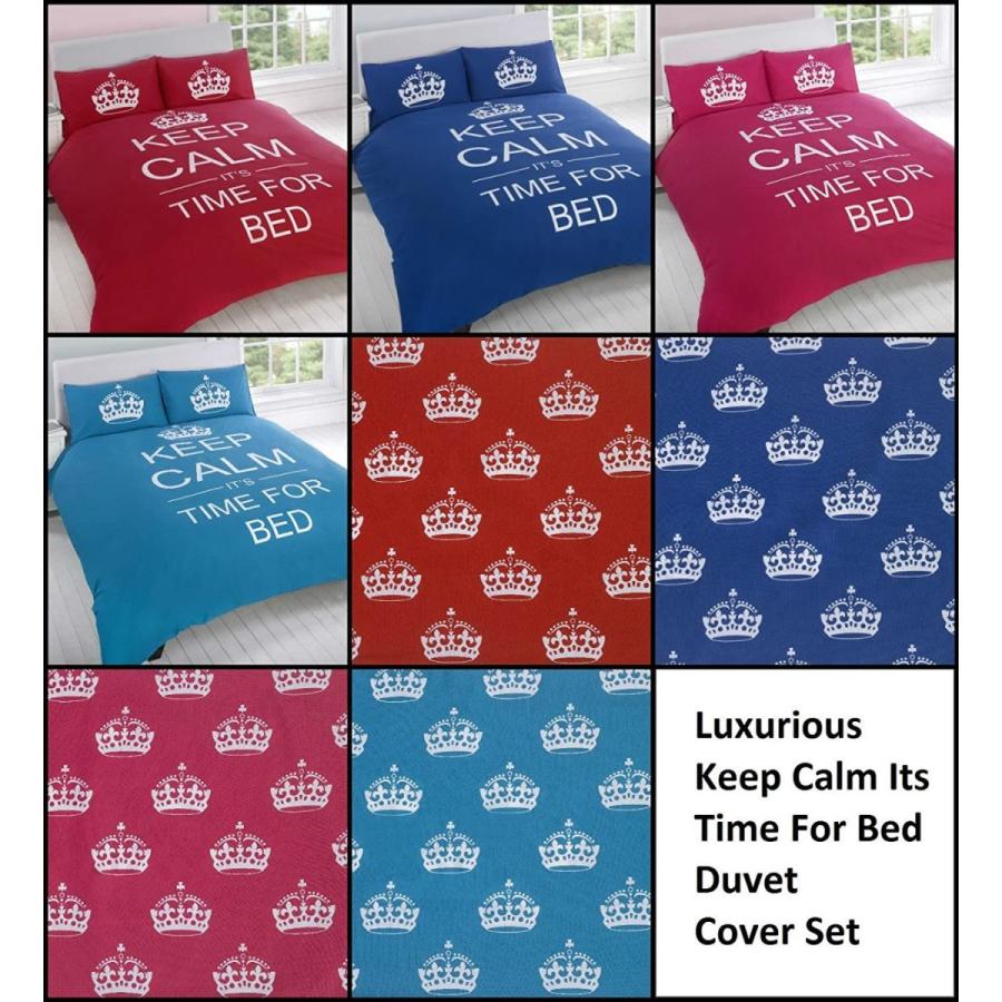新作グッ Bed For Time Its Calm 英国雑貨keep 嬉しいリバーシブル レッド ダブル セット ベッドカバー クラウン柄 その他布団 寝具