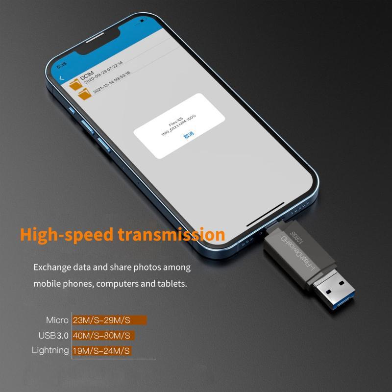 [Apple MFi認証] 128G Lightning to USB3.0 フラッシュドライブ メモリースティック 電話ストレージメモリ サムドライ｜ooonline｜02