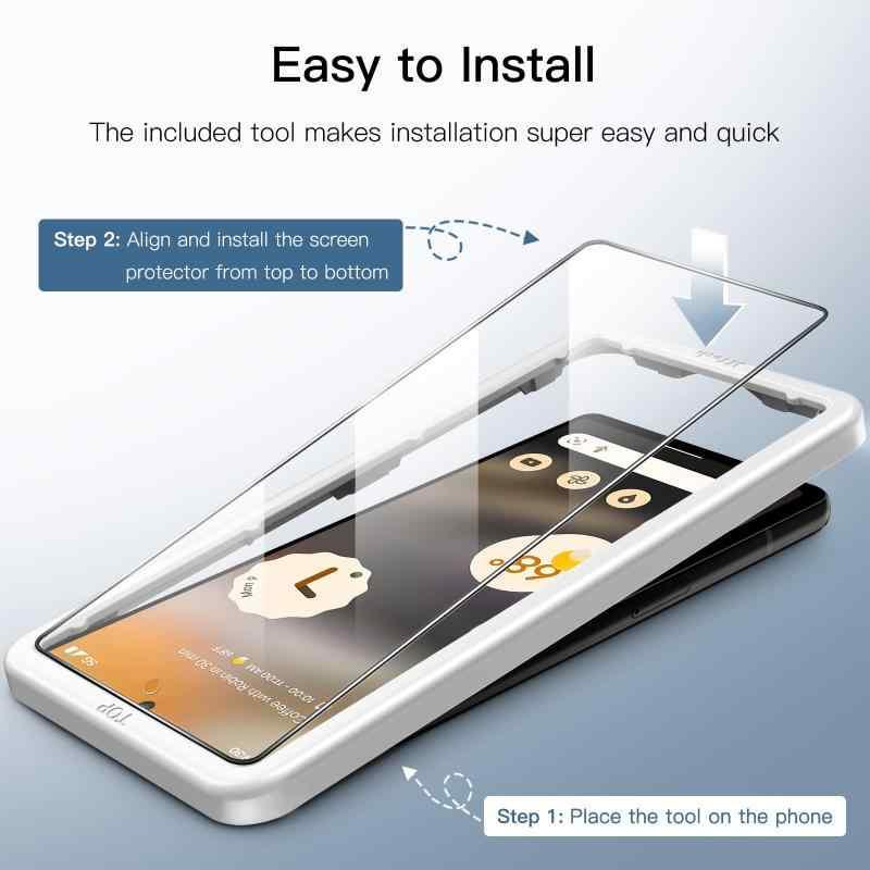JEDirect Google Pixel 6a 6.1インチ用強化ガラス液晶保護フィルム カメラレンズフィルムとガイド枠付き 指紋ID対応 HDクリ｜ooonline｜04
