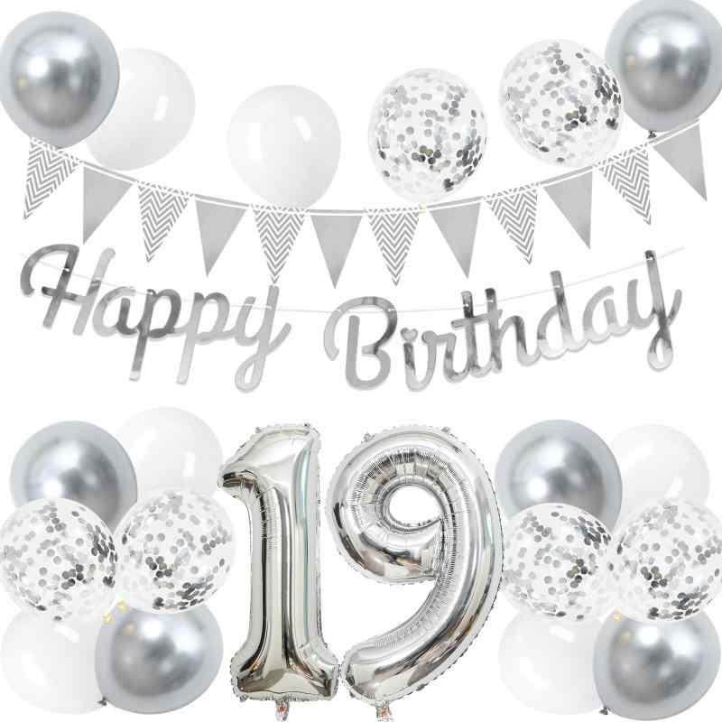 19歳 誕生日 バルーン 風船 セット 大きい 40inch シルバー 数字