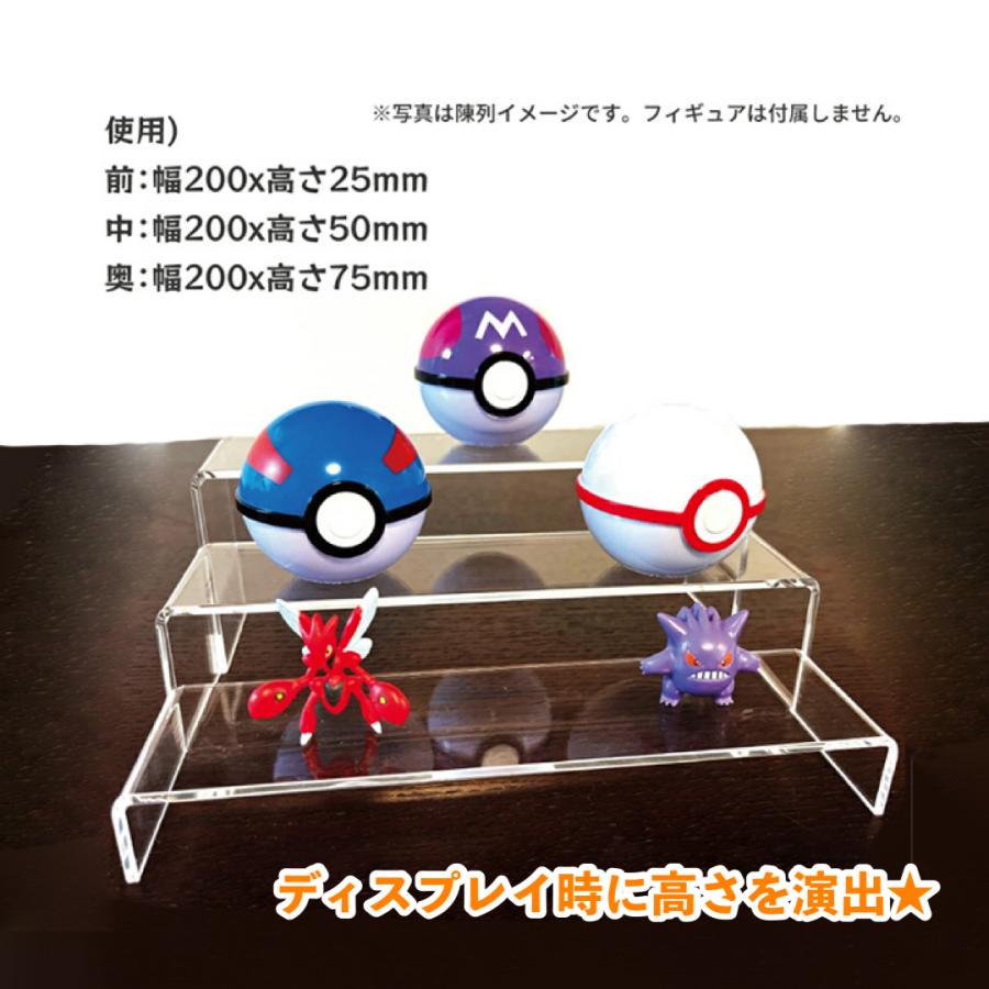アクリルステージ コの字型 W200 3種セット/幅200mm (20cm) 奥行き50mm