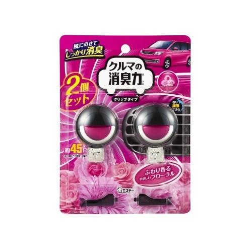 【送料無料・一部地域を除く】【１ケースまとめ買い２２個】エステー　クルマの消臭力 クリップタイプ フローラルの香り(3.2mL*2個)