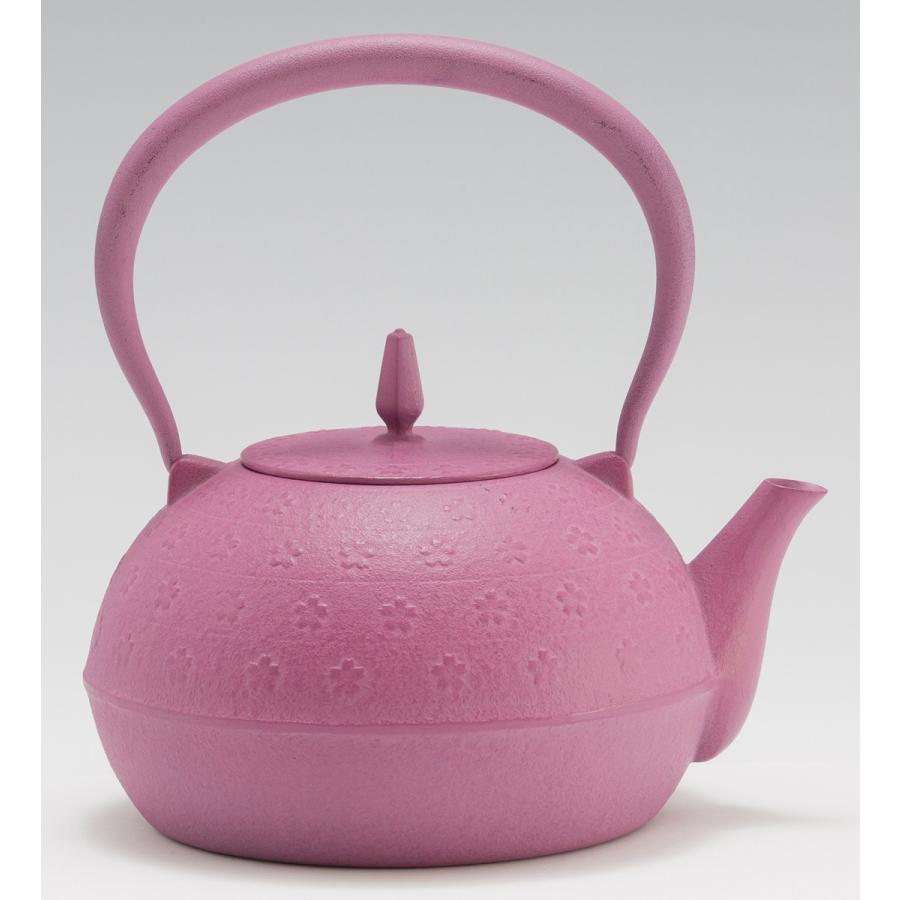 南部鉄瓶 梔子（くちなし）さくら文様 ピンク1.2L 15x18cm 約1.4kg ＊特価品！