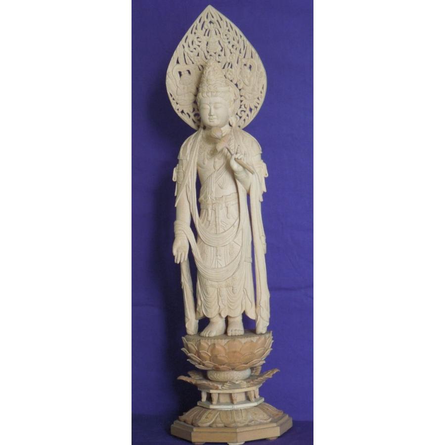 仏師 萩原文義作 木彫仏像 #12「水月観音像」身丈38cm総丈61cm