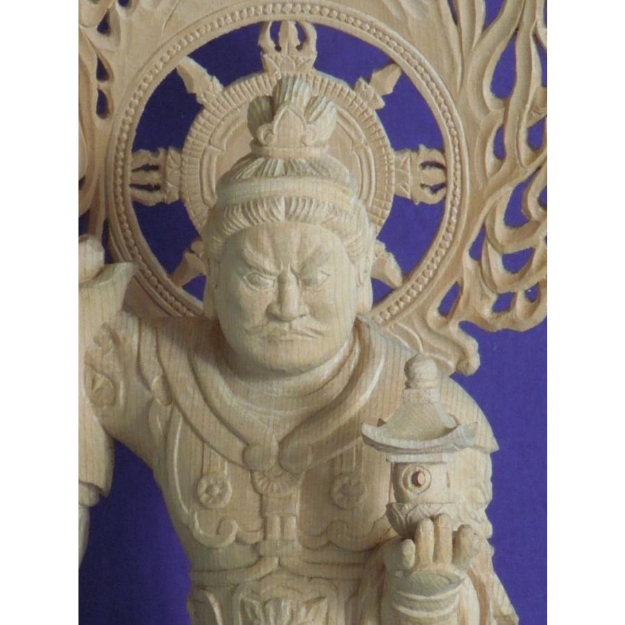 仏師 萩原文義作 木彫仏像 #14「毘沙門天像」身丈30cm総丈55cm : 酒  