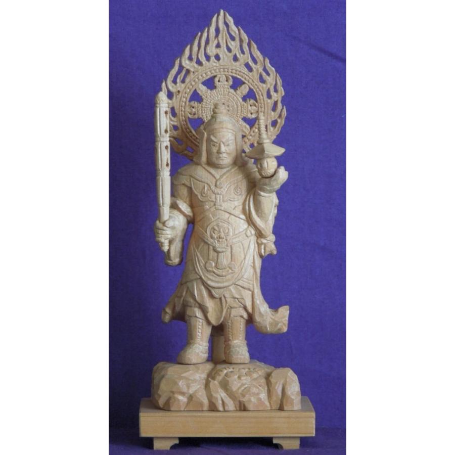仏師 萩原文義作 木彫仏像 #38「毘沙門天像」身丈11cm総丈19cm