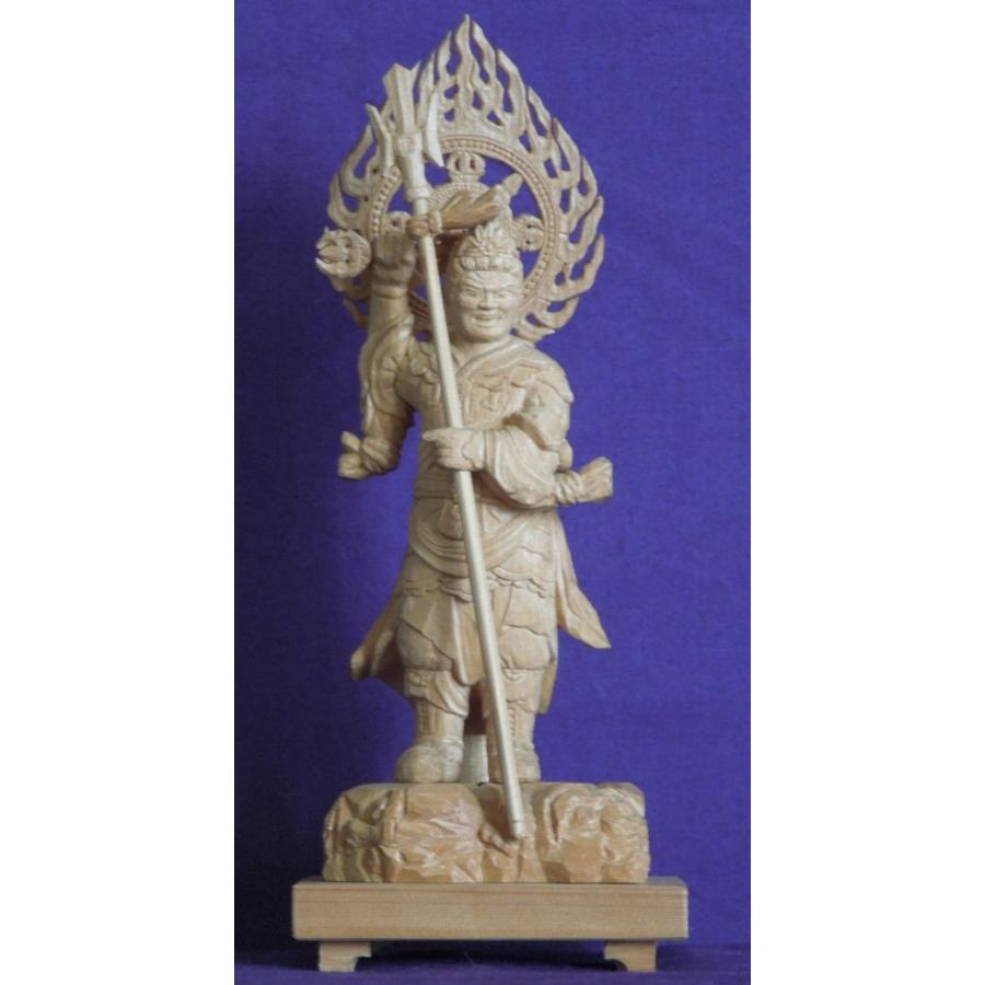仏師 萩原文義作 木彫仏像 #54「毘沙門天像」身丈11cm総丈19cm