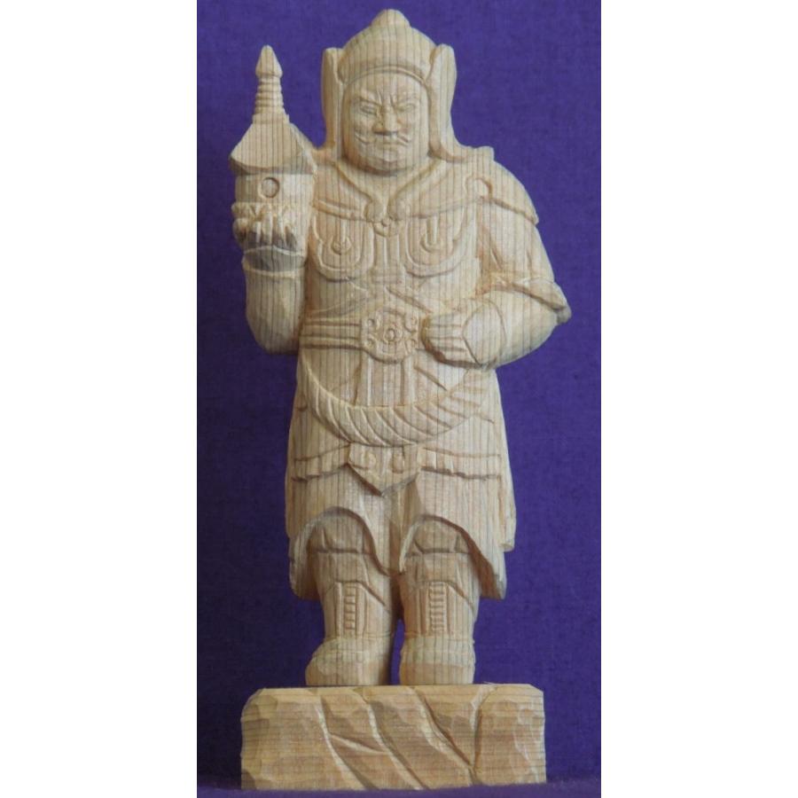 仏師 萩原文義作 木彫仏像 #58「毘沙門天像」身丈9cm総丈11.5cm