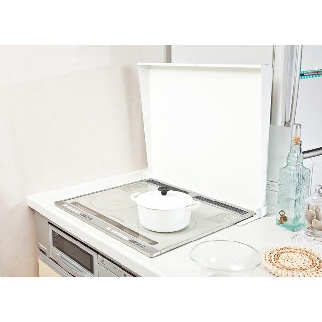 【池永鉄工 liv コンロカバー 75cm】システムキッチン（ビルトインコンロ）用ガスコンロカバー IK2-75W（75cm用）ホワイト＊ | 池永鉄工 | 02