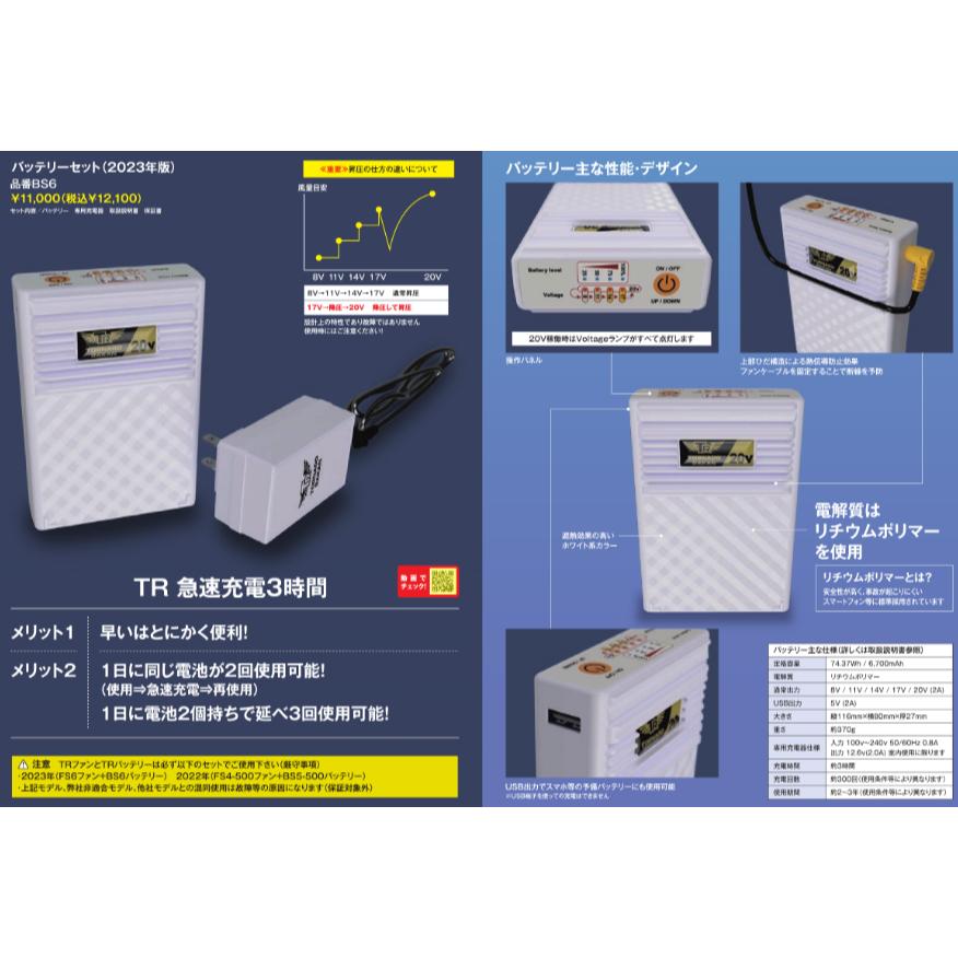 20V) 空調ウェア トルネードラカン ファン バッテリーセット BS6 20V) 空調ウェア トルネードラカン ファン バッテリーセット BS6