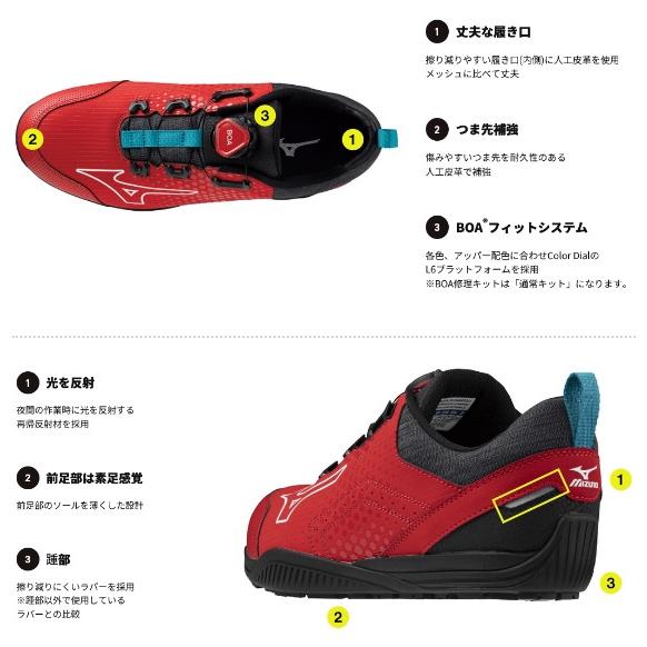 オールマイティ (限定) ミズノ 安全靴 TDII51L BOA F1GA2413 JSAA規格