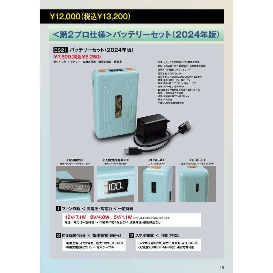 プロ仕様 (12V) 空調ウェア トルネードラカン ファン バッテリー プロ仕様 (12V) 空調ウェア トルネードラカン ファン バッテリー