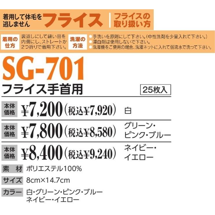 25枚入) フライス手首用 グリーン・ピンク・ブルー SG-701 : 作業服