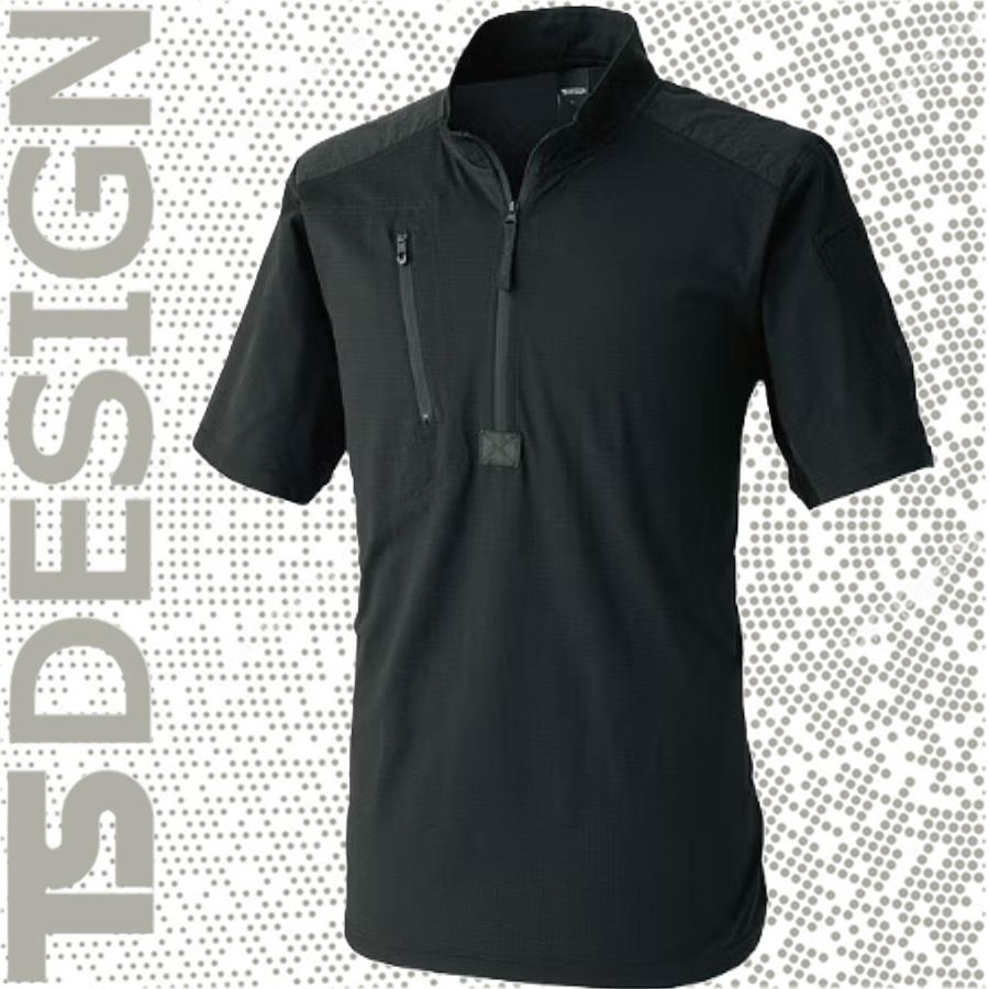 TS DESIGN 85655 DEOドッツショートスリーブハーフジップ 藤和 消臭