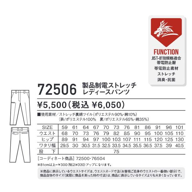 (秋冬) 自重堂 72516 製品制電ストレッチレディースカーゴパンツ Z-DRGON (すそ直しできます) : 作業服 キノウェアショップ ...