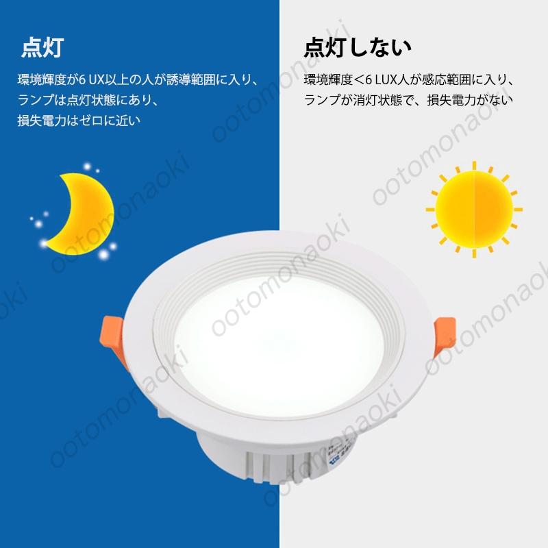 ダウンライト led 北欧 おしゃれ 照明器具 レーダーセンサー 人感センサー 高気密sb形 フラットランプ 天井埋込型 業務用 住宅照明 5W 7W 9W 電球色 昼白色｜ootomonaoki｜04