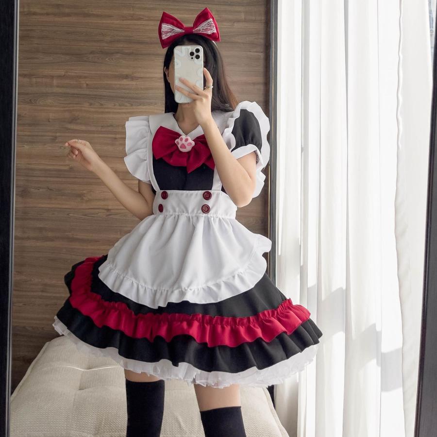 メイド服コスプレ レーディス ハロウィン ワンピース メイド服 大きいサイズ メンズ 女装 男性サイズ 男性用 メイド服仮装 衣装 コスチューム コス｜ootorisyouzistore｜03