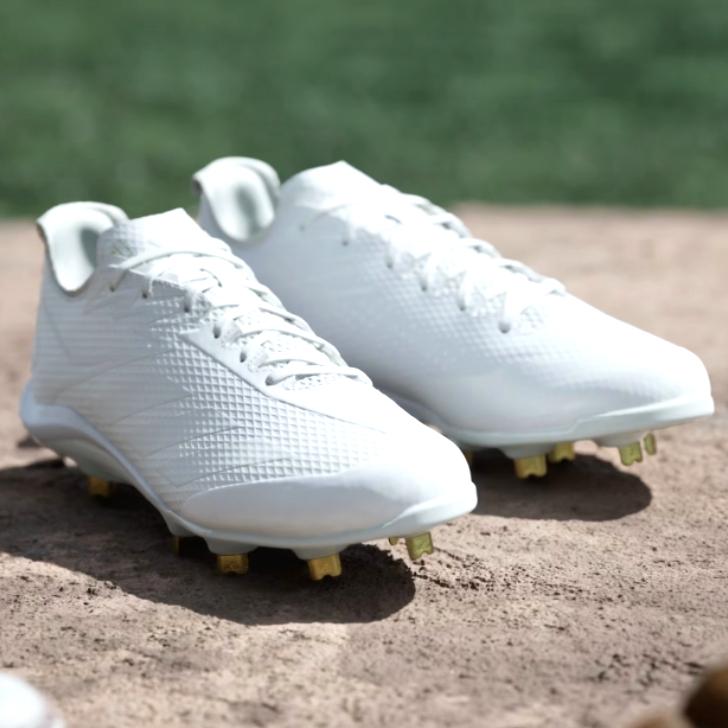 アメフト　スパイク　アディゼロ　28センチ　ADIZERO　白　ゴールド 28cm】Adizero Electric ホワイト・ゴールド アメフト スパイク | END