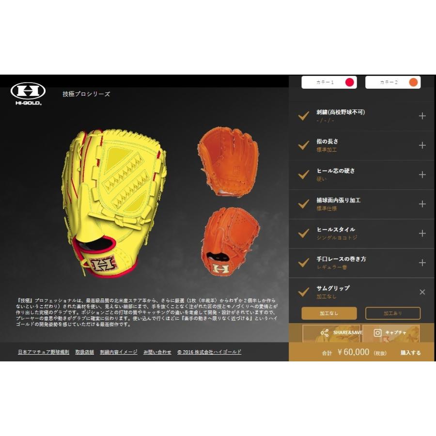 HI-GOLD ハイゴールド 硬式オーダーグローブ ミット オーダー HI-GOLD ハイゴールド 硬式オーダーグローブ ミット オーダー