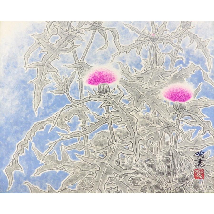 木間明 『あざみ』 日本画 F6号 【静物】 : 大和田画廊 - 通販