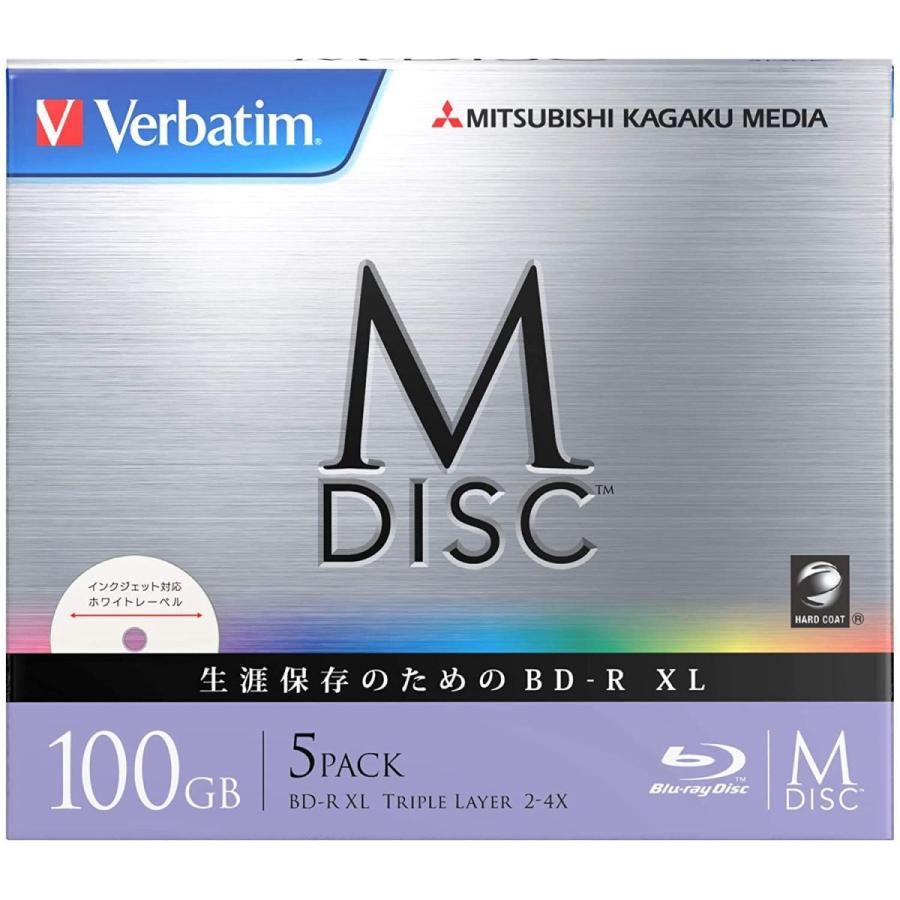 [即日発送] Verbatim バーベイタム M-DISC 長期保存 ブルーレイディスク 1回記録用 BD-R XL 100GB 5枚 ホワイトプリンタブ 【L1989823761】(11385円)