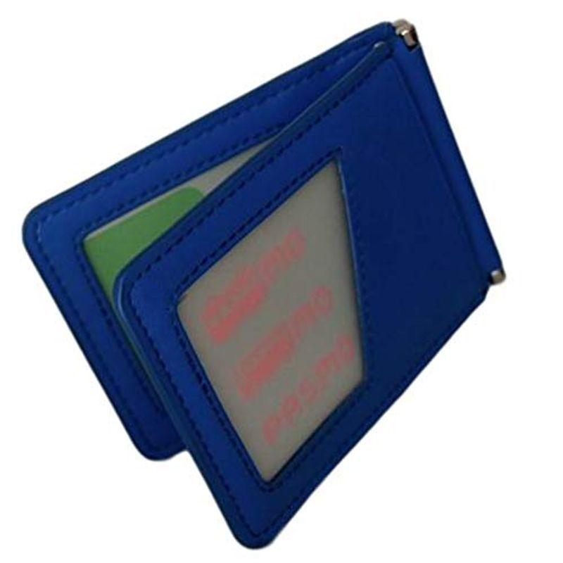 Homarina 定期入れ 革 パスケース メンズ レザー 二つ折り 薄い バタフライ 個人情報を守る ブルー 21人気の