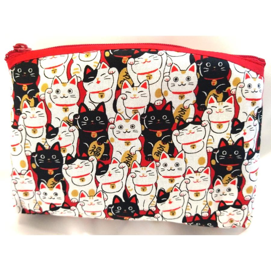 ねこだらけ にゃんこもん 京佑 招き猫柄 ブレスポーチ ポーチ大