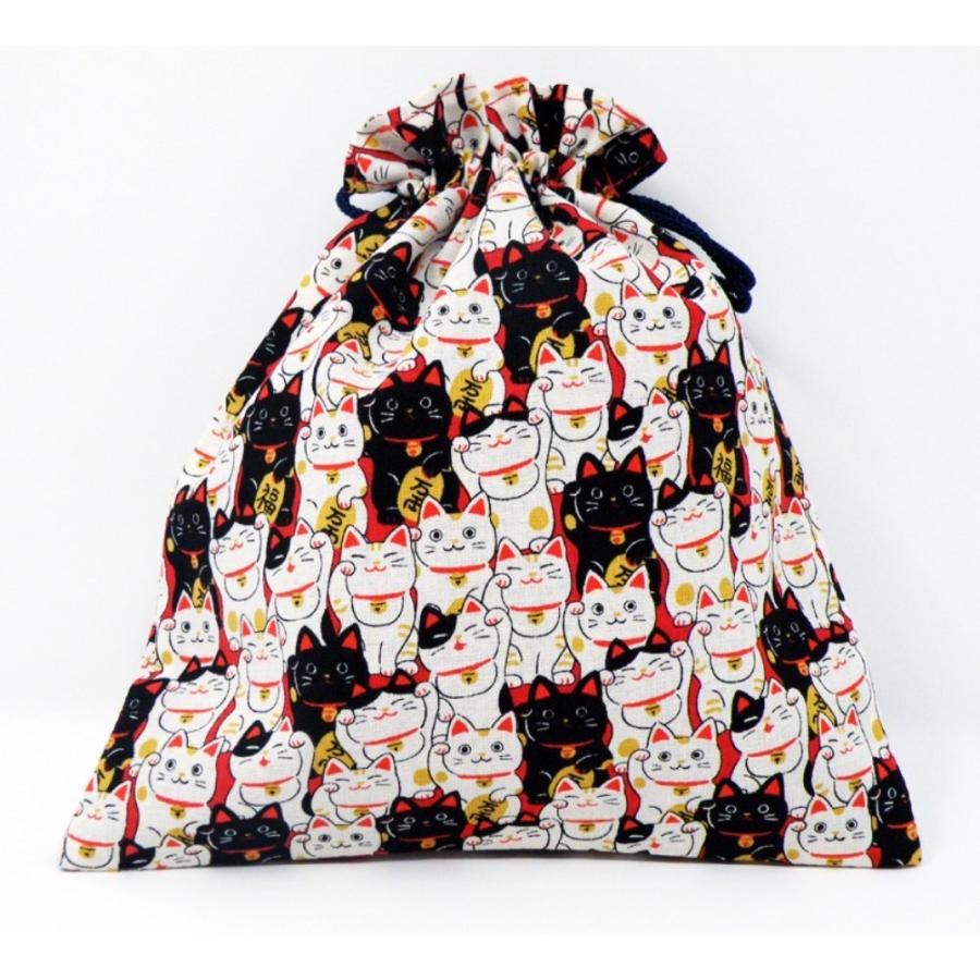 ねこだらけ にゃんこもん 京佑 招き猫柄 中巾着 京祐 日本製京都 和柄 和 装 浴衣 小 物入れ コスメ プレゼント おしゃれ | ブランド登録なし