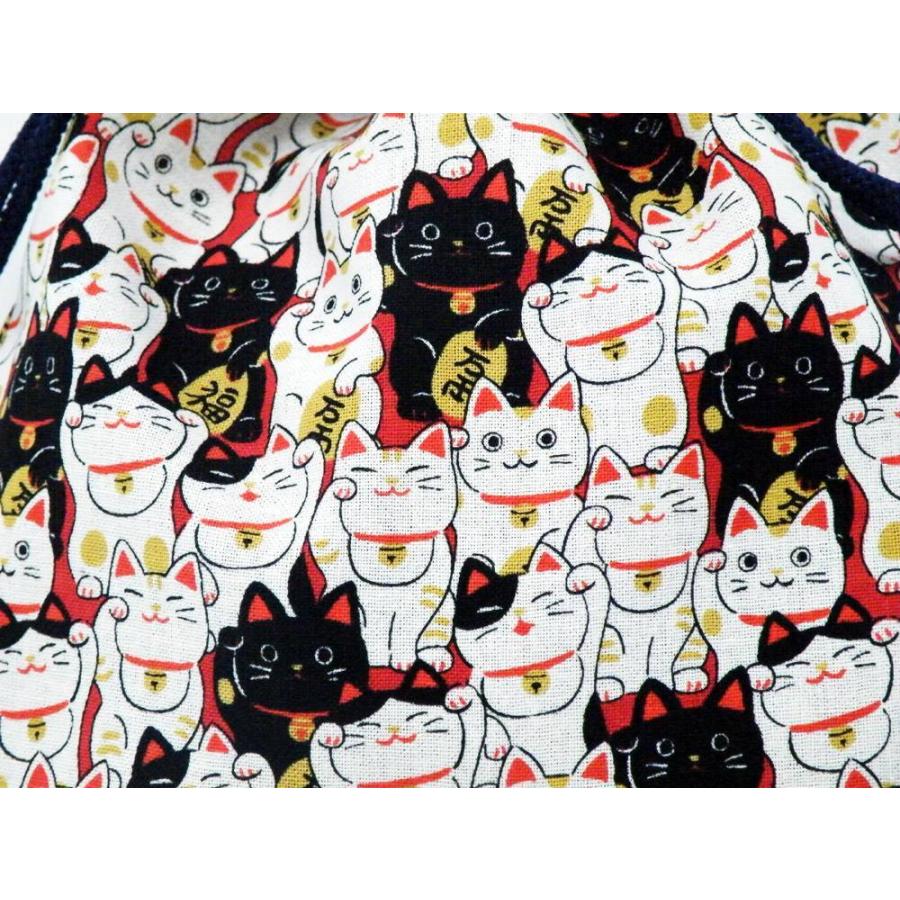ねこだらけ にゃんこもん 京佑 招き猫柄 中巾着 京祐 日本製京都 和柄 和 装 浴衣 小 物入れ コスメ プレゼント おしゃれ | ブランド登録なし | 03