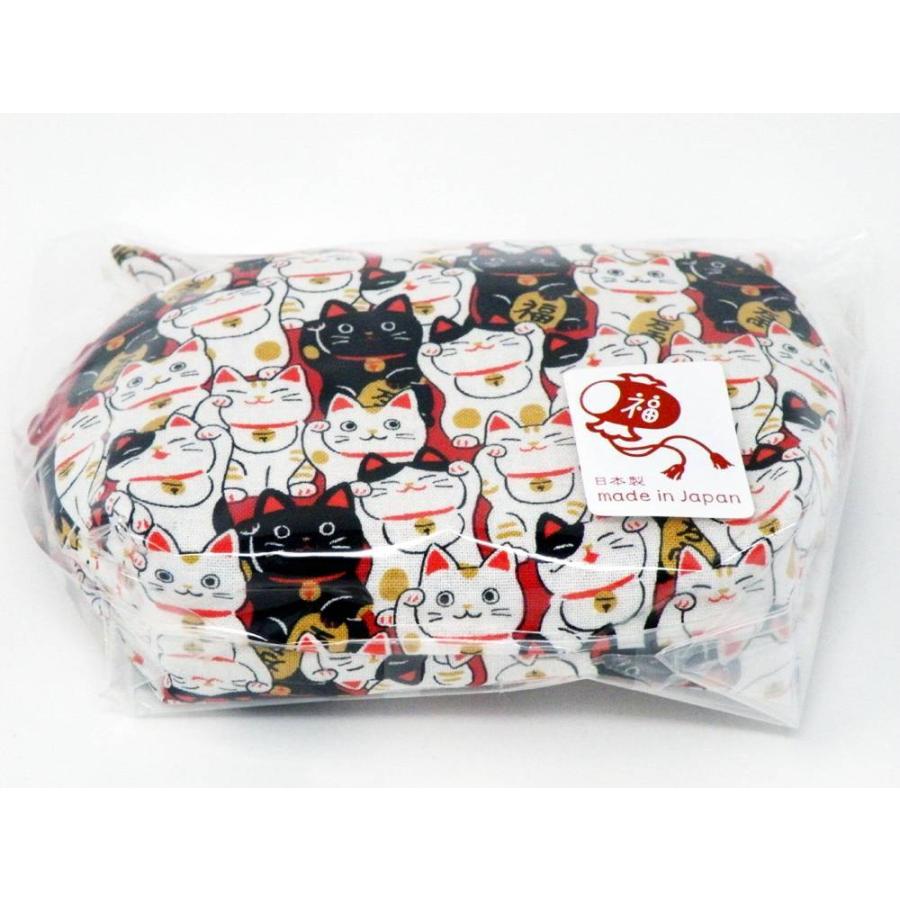 ねこだらけ にゃんこもん 京佑 招き猫柄 耳付きポーチ 日本製京都 和柄