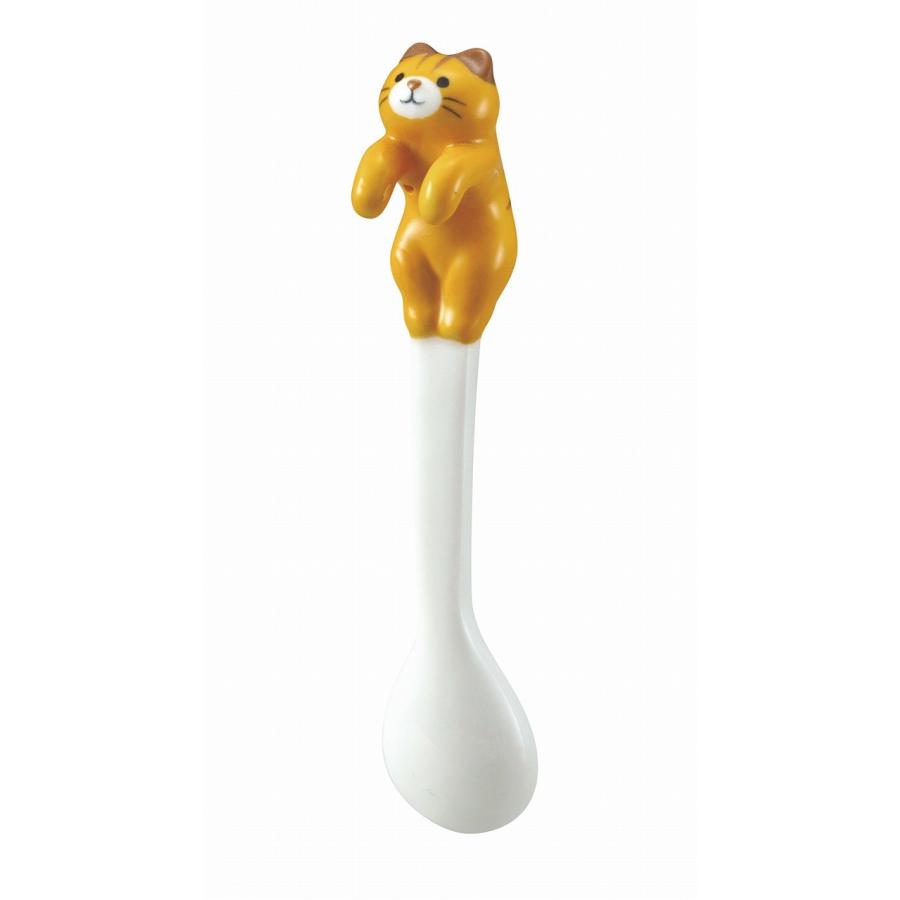 デコレ よじのぼりスプーン 陶器製 マドラー カップふちねこ 三